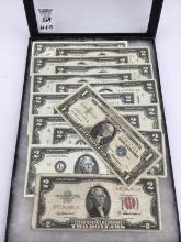 Collection of 12-Two Dollar Bills & One Dollar