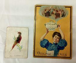 SMALL VINTAGE COOK BOOK AND A CARD