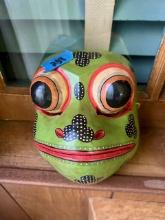 Balinese Indonesia Carved Wooden Frog Mask