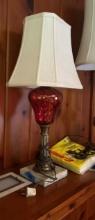 Parkesburg Glass Cranberry Lamp with Marble Base Lamp