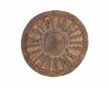 17th C. Ottoman Kalkan Woven Fabric Iron Shield