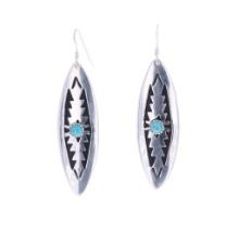 Navajo T & R Singer Silver Turquoise Earrings