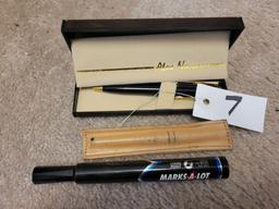 ALEX NAVARRE BLACK AND GOLD DOUBLE PEN SET WITH EXTRA PEN AND SHARPIE