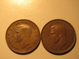 Foreign Coins: 1944 (WWII) & 1948 Great Britain Farthings