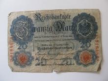 Foreign Currency: WWI 1914 Germany 20 Mark