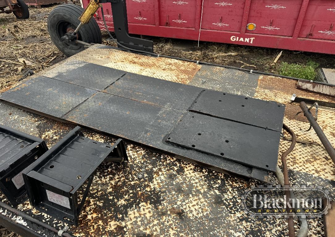 HYD LIFT TRAILER,  WINCH ON FRONT & DIAMOND PLATE TOOLBOX W/ RAMPS