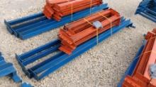 LOT OF HEAVY DUTY PALLET RACKING TRACKS, BRACES & BOLTS,  AS IS WHERE IS