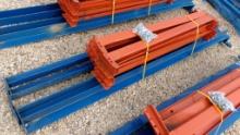 LOT OF HEAVY DUTY PALLET RACKING TRACKS, BRACES & BOLTS,  AS IS WHERE IS