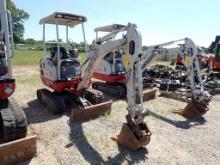 2020 Takeuchi TB216 Hydraulic Mini-Excavator, 1,310 hrs, OROPS, Rubber Trac