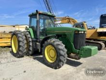 JOHN DEERE 8400 TRACTOR,  REAR DUALS, 4WD, CAB, AC, 3-POINT QUICK HITCH, (4