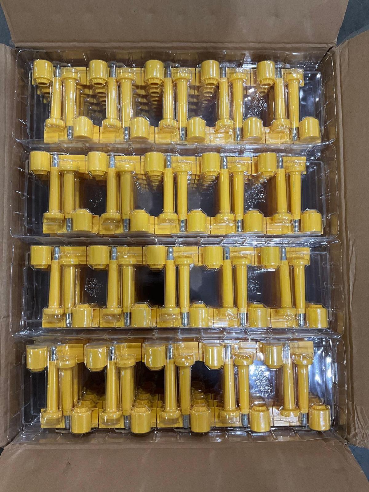 ABI SNAPTRACKER LASER MARKED YELLOW BOLT SEALS , APPROX 200 IN BOX