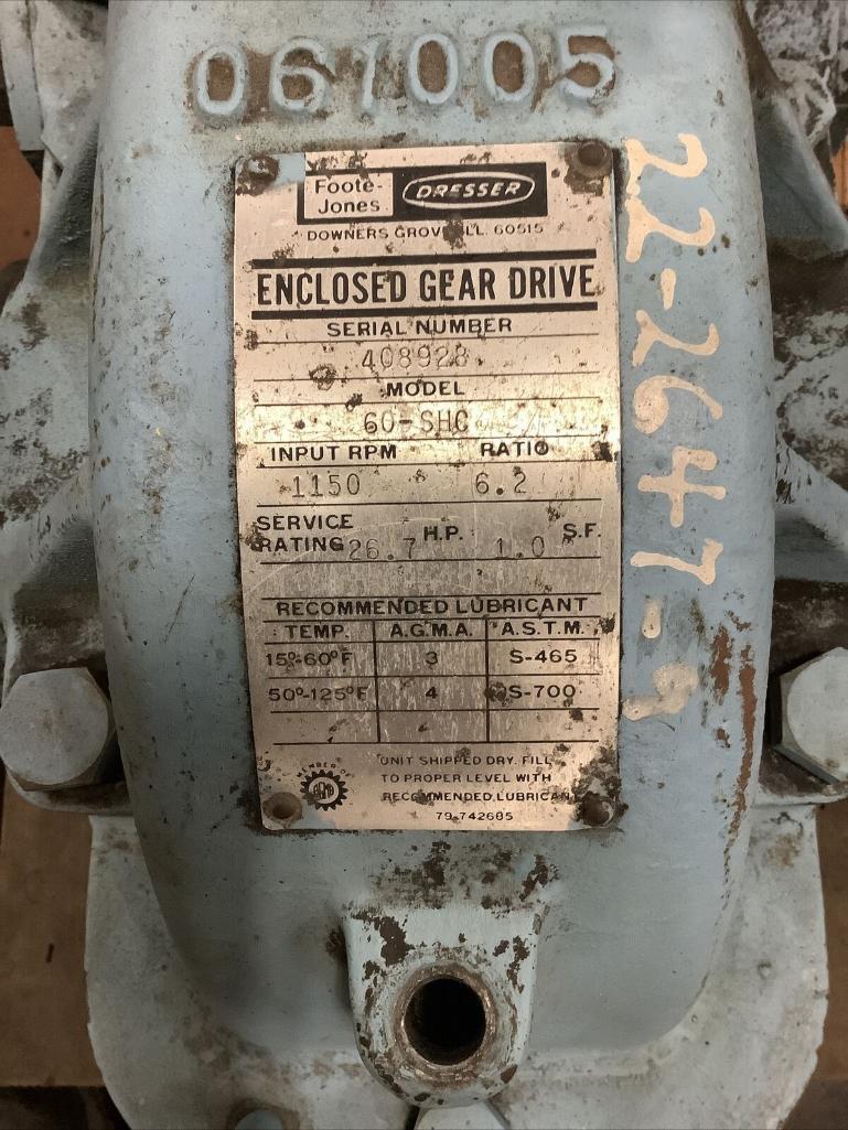 DRESSER 60-SHC GEARBOX 1150RPM 6.2 RATIO SERVICE RATING 26.7HP 1.0SF LOT OF 2