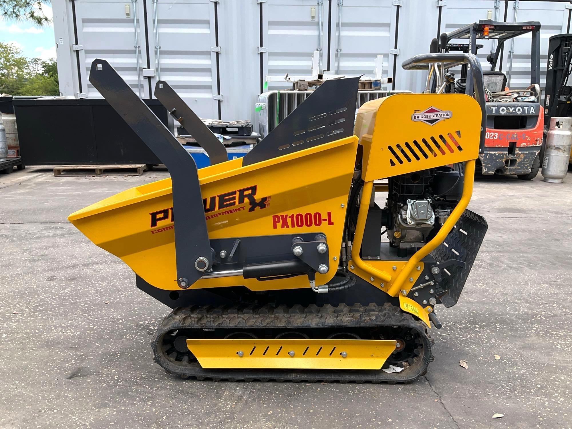 UNUSED 2023 POWER X MINI DUMPER MODEL PX1000-L P , GAS POWERED, ELECTRIC START, RUBBER TRACKS