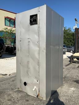UNUSED STAINLESS STEEL PORTABLE TOILET UNIT,... ELECTRIC & PLUMBING HOOK UP WITH EXTERIOR PLUMBING