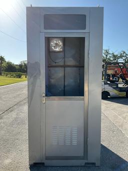 UNUSED STAINLESS STEEL PORTABLE TOILET UNIT,... ELECTRIC & PLUMBING HOOK UP WITH EXTERIOR PLUMBING