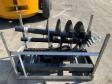 UNUSED AUGER ATTACHMENT FOR UNIVERSAL SKID STEER, APPROX 18" & 12 "BITS...