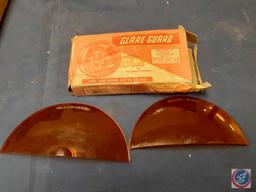 Vintage Glare-Guard Amber Plastic Headlight Shields, Trico Automatic Window Washer for 1949-53