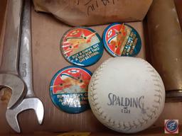 Vintage WW2 Shell Casing 40mm M25 dated 1944, Log Chain 16ft. in box, Spalding Softball, Snap-on