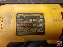 DeWalt...Electric VSR Hammer Drill 1/2in. - DW505 w/Plastic Case and Drill Bits