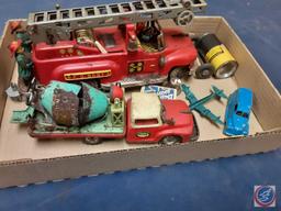 Assortment of Vintage Toys, Vintage Toy Fire Truck, w/Ladder, Vintage...Toy Cement Truck