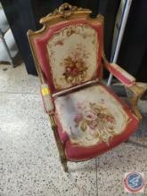 Red Upholstered Floral chair