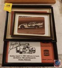 Racing and Nascar memorabilia in frames