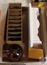Gillette razor, ceramic oil burner, Kraft Cheese holder, and mini shelf