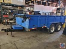 Blue 16' Tilt Trailer with rolling wrap cover, battery, and motor
