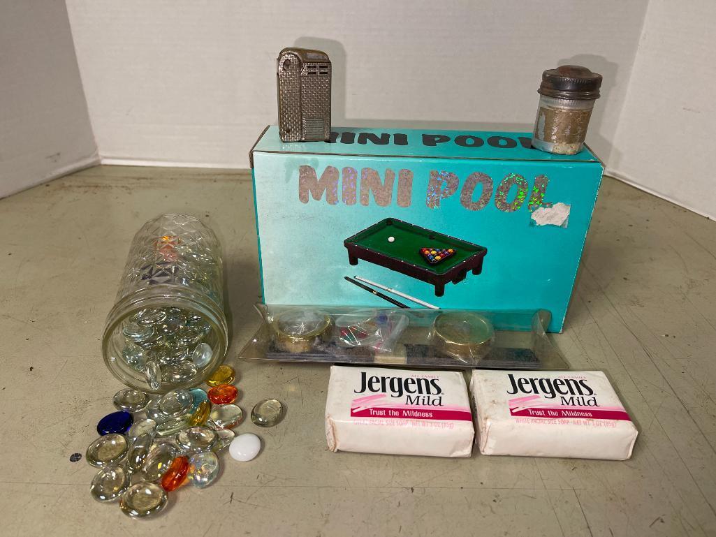 Misc Treasure Lot Incl Miniature Pool Game