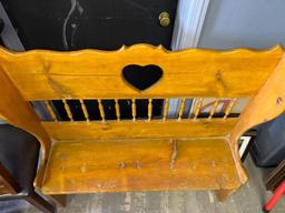 Decorative Wood Bench w/Heart Cutouts