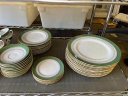 Shelf Lot of Shenango China Dinner Plates and Royal Worcester China Dinner Plates and More
