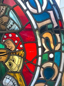 Large Custom "Steaks Seafood" Leaded Stained Glass Window from King Cole Restaurant