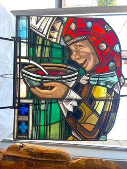 Large Leaded Stained Glass Window from King Cole Restaurant