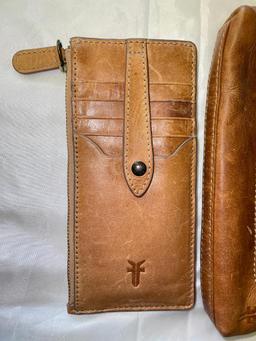 Ladies Tan Leather Frye Wristlet and Wallet