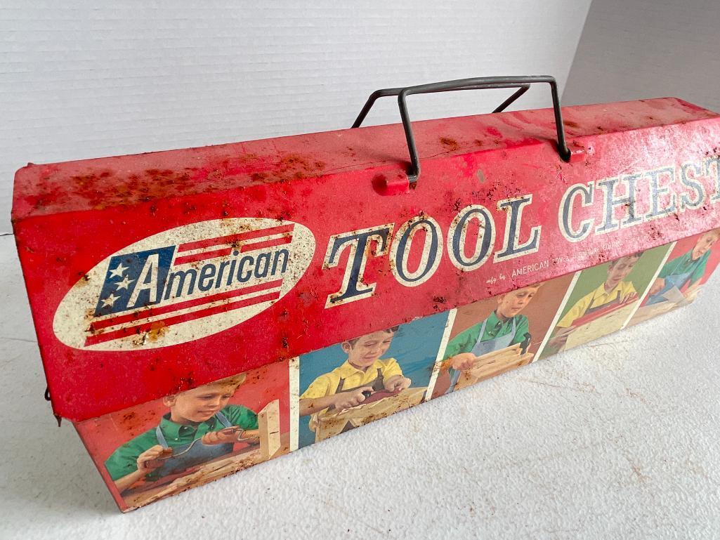 Vintage American Kid's Tool Chest with Tools