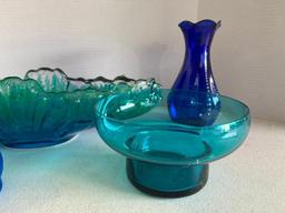 Group of Blue Glass Pieces