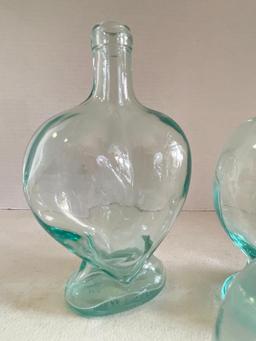 Group of 3 Heat Shaped Glass Bottles