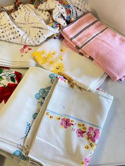 Group of Vintage Table Clothes and Other Linens