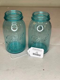 2 ball jars blue