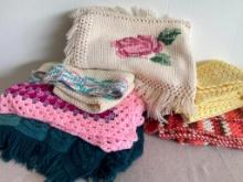 Group of Afghan / Crocheted Blankets
