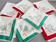 Set of 7 Vintage Large Vegetable Tea Towels