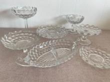 Group of Vintage Clear Glass Serving Dishes
