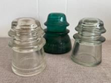 Group of 3 Vintage Glass Insulators