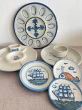 Group of Blue Pottery Pieces