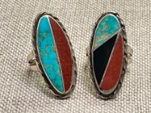 Two Navajo Turquoise Rings Signed N. Lee (Norman Lee)