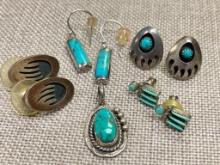 Group of Native American Turquoise Earrings