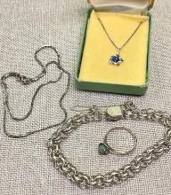 Sterling Silver Necklace, Charm Bracelet and More Total
