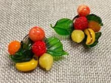 Fruit Design Clip On Earrings Made in Italy