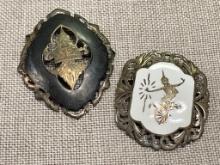 Two Sterling Silver Siam Brooches