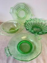 Group of 4 Uranium Larger Serving Dishes